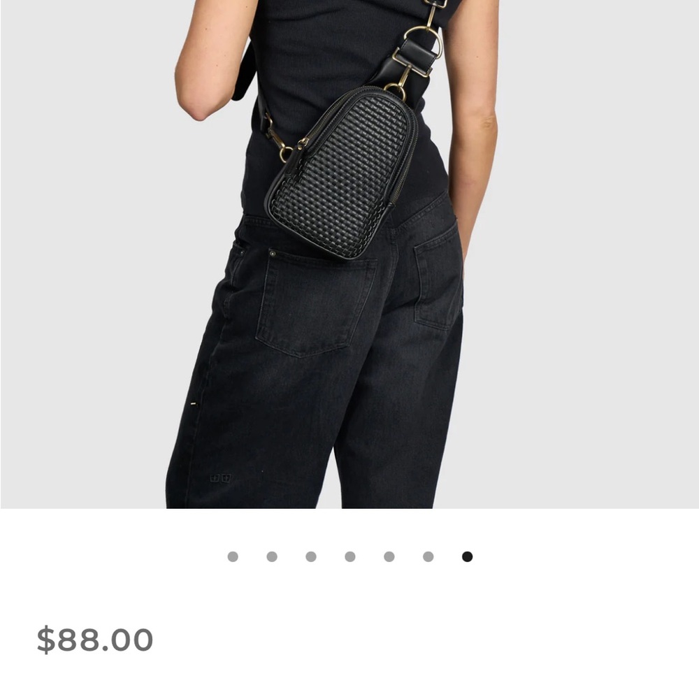 Anthropologie Black Textured Crossbody Bag